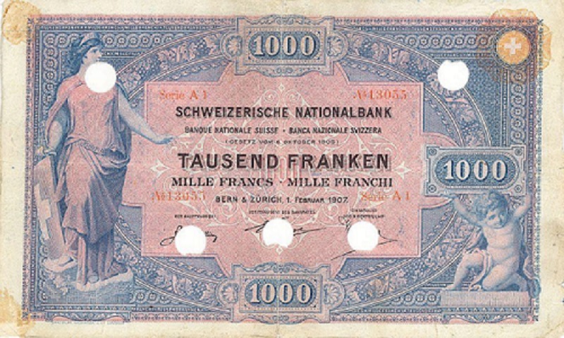 スイス1,000フラン紙幣